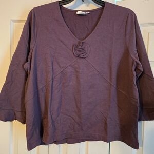 Hot Cotton Deep Purple V-Neck Top